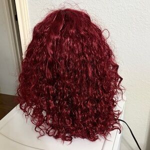 Deep Burgundy Curly Women's Wig - Synthetic and able to be styled with heat